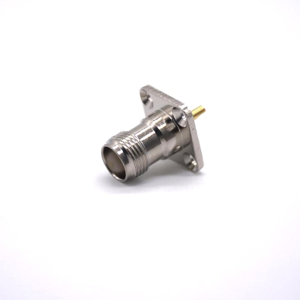 Elecbee TNC Connector 4 Hole Flange Female Straight 50 Panel Mount Bulkhead Fitting Solder Termination Female Straight 4 Hole Flange TNC Connector