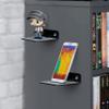 BRAINWAVZ 2-Pack 4 Small Floating Shelf Bluetooth Speaker Stand, Adhesive & Screw Wall Mount, Anti Slip, for Cameras, Baby Monitors, Webcam, Router & More, Universal Holder (SHELF11 Black) view 3