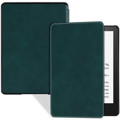 BOZHUORUI Slim Case for 6.8" Kindle Paperwhite (11th Generation - 2021) and Kindle Paperwhite Signature Edition - Lightweight PU Leather Folio Cover with Auto Wake/Sleep (Dark Green)