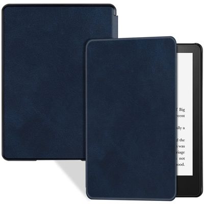 BOZHUORUI Slim Case for Kindle Paperwhite 11th Generation and Kindle Paperwhite Signature Edition eReader (6.8 inch, 2021 Release) - PU Leather Lightweight Cover with Auto Wake/Sleep (Navy Blue)