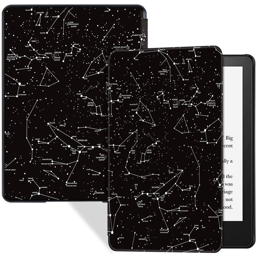 BOZHUORUI Slim Case for Kindle Paperwhite 11th Generation and Kindle Paperwhite Signature Edition eReader (6.8 inch, 2021 Release) - PU Leather Lightweight Cover with Auto Wake/Sleep (Constellation)
