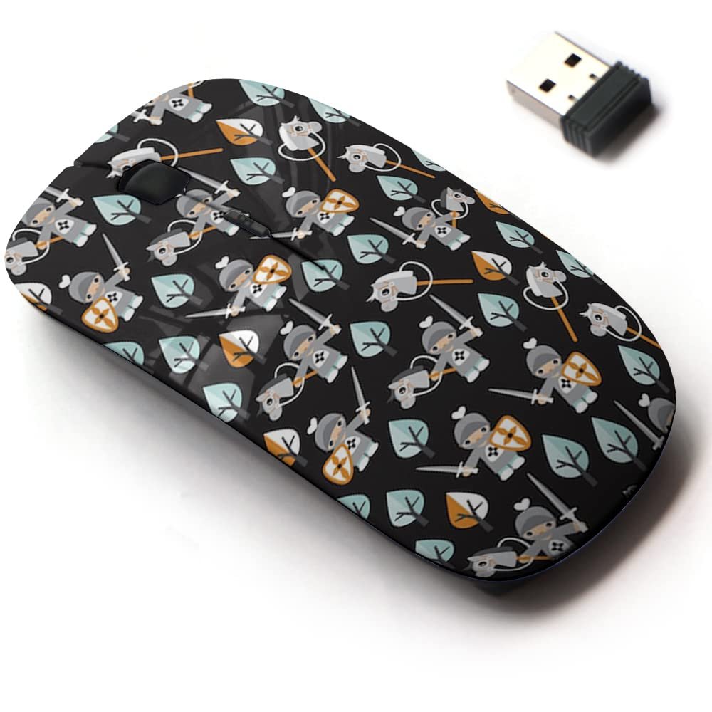 2.4G Wireless Mouse with Cute Pattern Design for All Laptops and Desktops with Nano Receiver - Boys Kids Little Knights