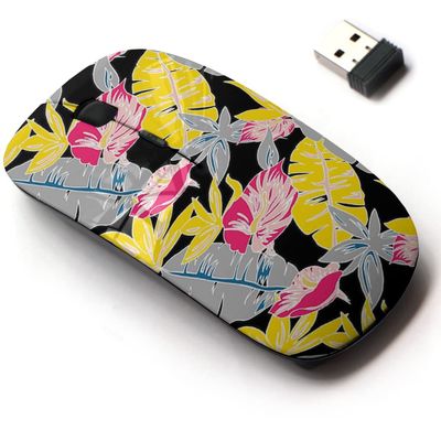 2.4G Wireless Mouse with Cute Pattern Design for All Laptops and Desktops with Nano Receiver - Exotic Flower