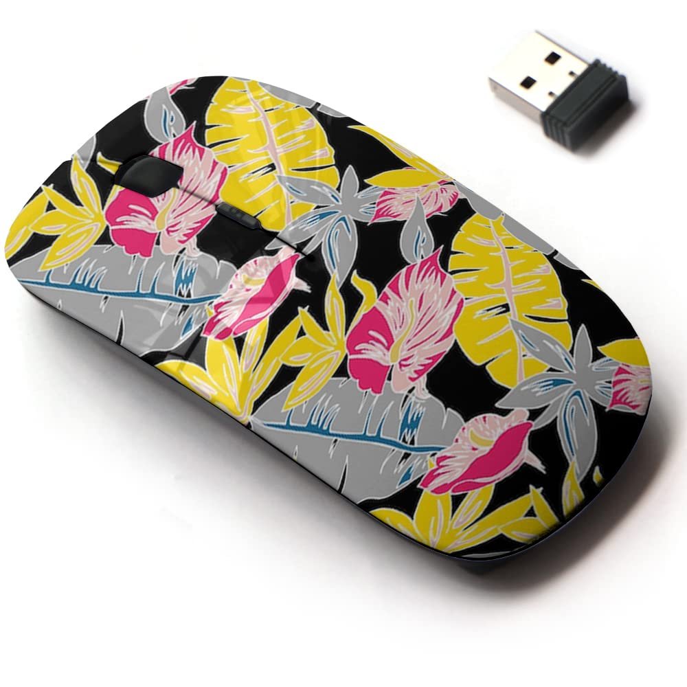 2.4G Wireless Mouse with Cute Pattern Design for All Laptops and Desktops with Nano Receiver - Exotic Flower