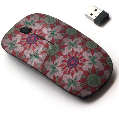 2.4G Wireless Mouse with Cute Pattern Design for All Laptops and Desktops with Nano Receiver - Flowers on Motley