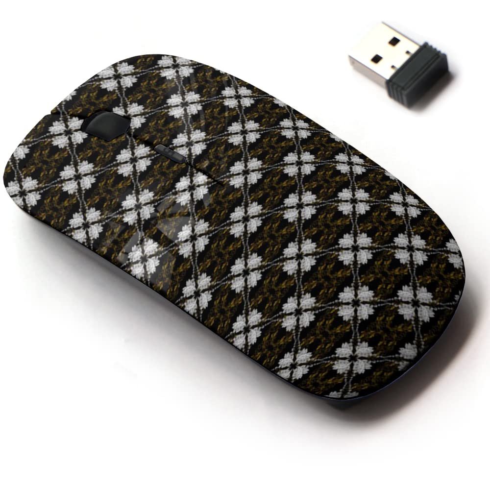 2.4G Wireless Mouse with Cute Pattern Design for All Laptops and Desktops with Nano Receiver - Classic Raster Golden