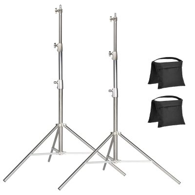 EACHSHOT 2-Pack Light Stand Kit, 2.8m Stainless Steel Heavy Duty with 1/4" to 3/8" Adapter for SL60W VL150W SL150W AD600BM MS300, Studio Softbox, Monolight, and Other Photographic Equipment
