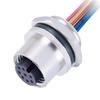 10pcs M12 8pin Female Connector A-Code Panel Receptacle Back Mount Connector Straight Soldering Type with Thread Locking with 50CM Length Single Wires Female 8pin M12 Connector view 2