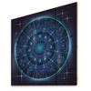DesignQ Neon Deep Blue Horoscope Circle With Zodiac Signs - Modern Print on Natural Pine Wood view 1