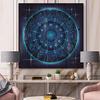 DesignQ Neon Deep Blue Horoscope Circle With Zodiac Signs - Modern Print on Natural Pine Wood view 2