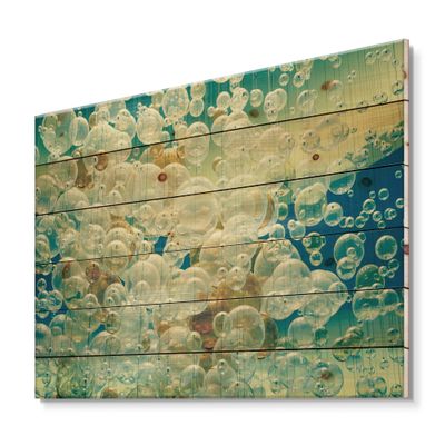 DesignQ Abstract Chandelier In The Form of Balls I - Modern Print on Natural Pine Wood