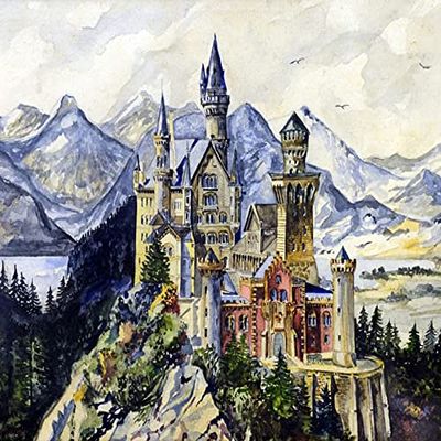 DirectNine Basics Neuschwanstein Castle Art Print: Adolf Hitler - Archival Quality, 17L" x 11W", Landscape Orientation, Unframed, Living Room