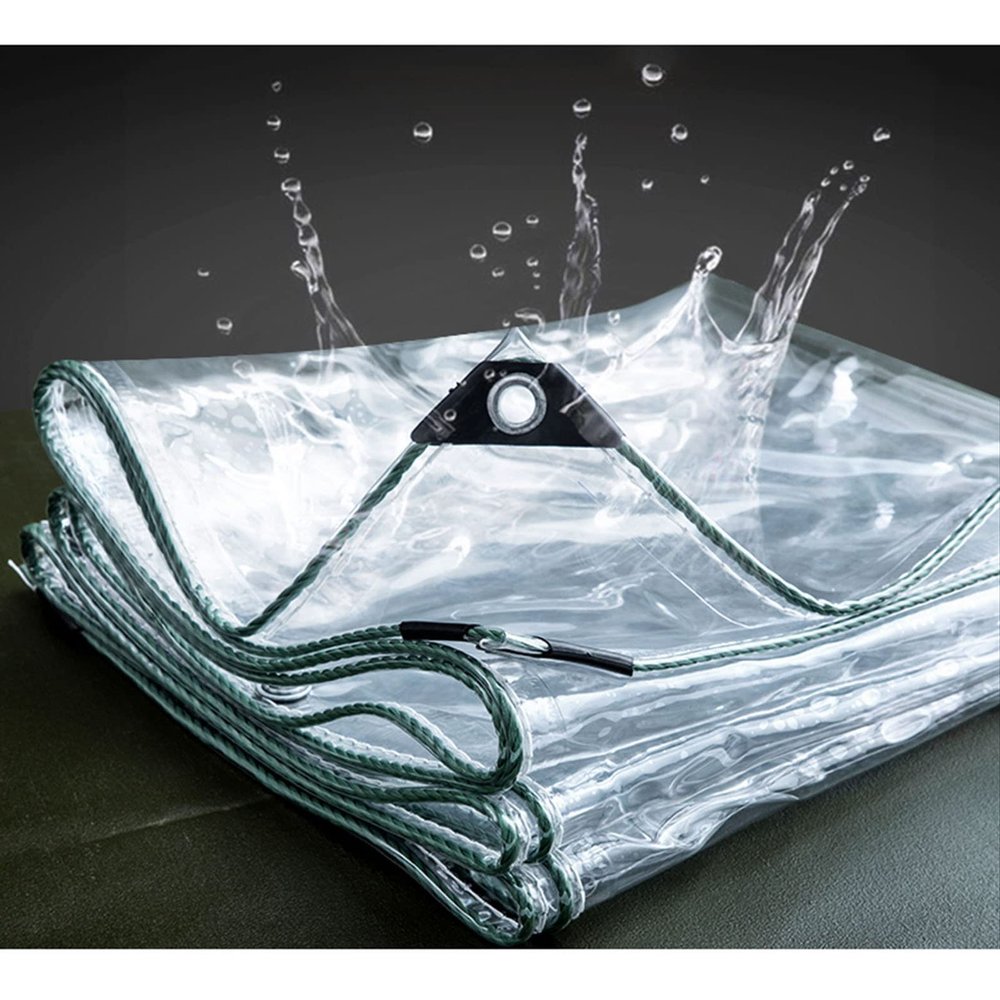 Sonakia Tarpaulin Clear Waterproof with Eyelets, Outdoor Weatherproof Plant Protection Cover, Foldable PVC Tarp, 0.5mm Tear-Resistant Tarpaulin, for Greenhouses, Gardens, Roofs,1.3x2m/4.3 * 6.6ft