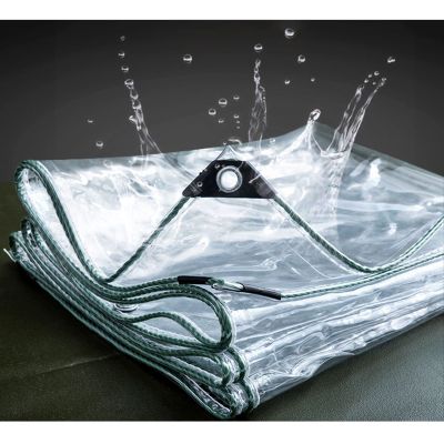 Sonakia Tarpaulin Clear Waterproof with Eyelets, Outdoor Weatherproof Plant Protection Cover, Foldable PVC Tarp, 0.5mm Tear-Resistant Tarpaulin, for Greenhouses, Gardens, Roofs,1.1x2.5m/3.6 * 8.2ft