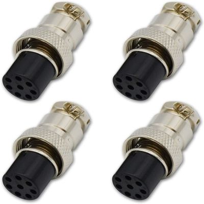 SbE-rsyun 8 Pin Female Panel Connector 16mm GX16 Mount Circular Metal Connectors Adapter Microphone Plug Pack of 4