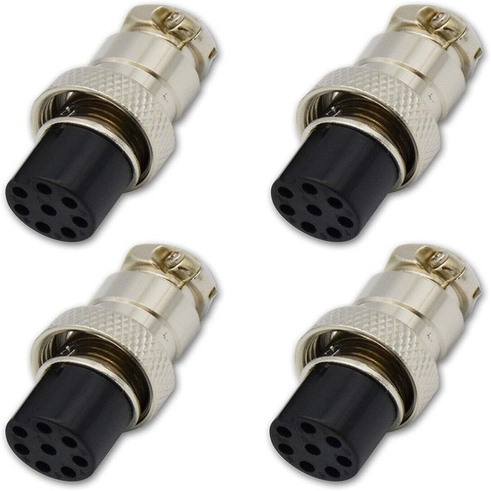 SbE-rsyun 8 Pin Female Panel Connector 16mm GX16 Mount Circular Metal Connectors Adapter Microphone Plug Pack of 4
