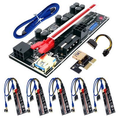 BTBcoin 6 Pack PCI-E Riser 010S GPU Riser Adapter Card PCI-Express 1X to 16X Riser Card with 8 Solid Capacitors for Bitcoin Ethereum Mining