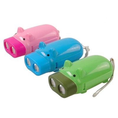 NUOBESTY 3pcs Kids Flashlights Cartoon Torch Toy Cute Portable Hand Pressing Electric Torch Piggy Flashlight for Adults Children (Random Color)