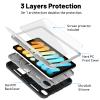 AICase iPad mini 6 (2021) with Screen Protector, Kickstand Shockproof Heavy Duty Resistant Rugged Hybrid Three Layer Full Body Protection Case with Stylus (Black/Grey) view 3