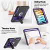 AICase iPad mini 6 (2021) with Screen Protector, Kickstand Shockproof Heavy Duty Resistant Rugged Hybrid Three Layer Full Body Protection Case with Stylus (Black/Purple) view 4