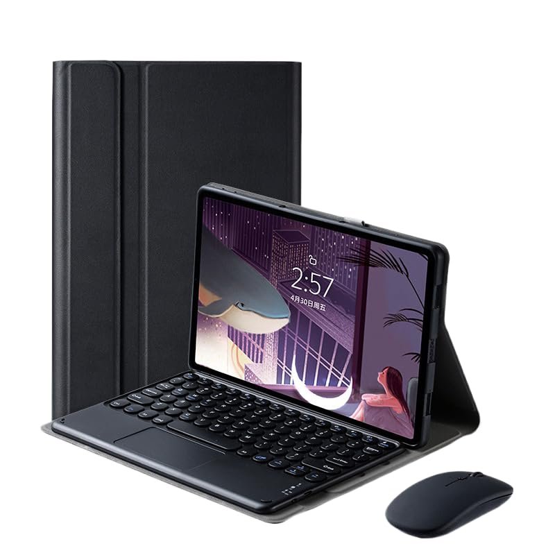 QYiiD Keyboard Case with Mouse for Lenovo Smart Tab M10 Plus TB-X606F TB-X606X, Folio Keyboard Case Cover with Magnetically Detachable Wireless Keyboard for Lenovo Smart Tab M10 Plus 10.3 inch, Black