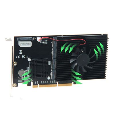 215 * 125mm PCI-E Adapter Card LM313 PCI-E 8X/16X to 4P M.2 (PCIe Protocol) Riser Card for NVME 2242 2260 2280 22110 SSD