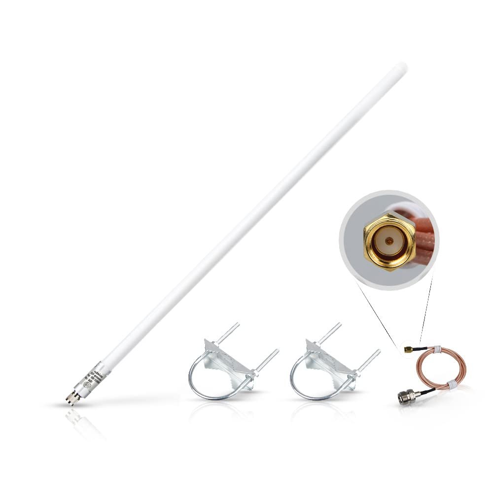 8dBi LoRa Gateway Antenna 915MHz Omni-Directional Glass Fiber Waterproof Indoor Outdoor LoRaWAN Antenna with Mount Bracket RP-SMA SMA Connect Cable for RAK Nebra Bobcat Helium Hotspot HNT Miner