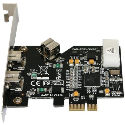 SATMW PCI Express PCI-E x1 to 3 Ports 1394B Controller Card Add On Card for FireWire 800 IEEE 1394 B 2+1 Digital Camera Video Capture