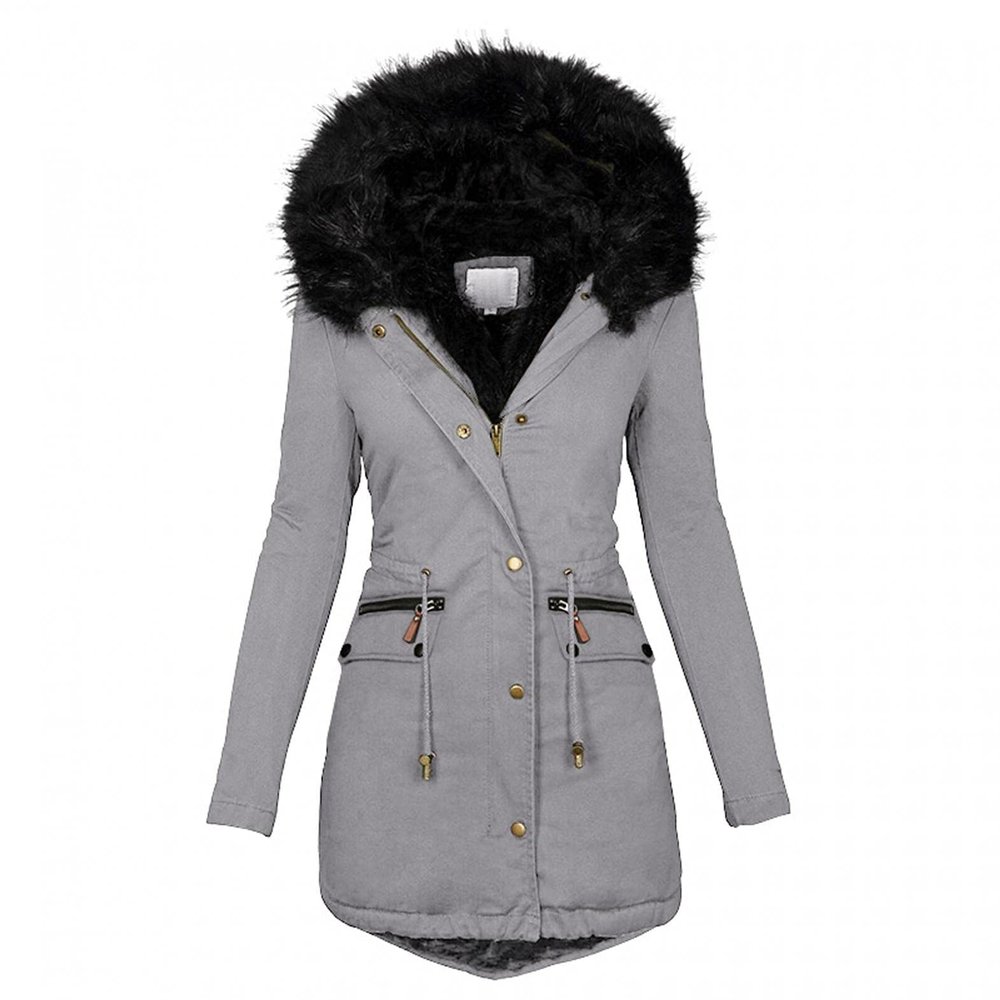 ZBYY Women's Winter Thicken Parka Jacket Warm Fleece Faux Fur Line Down Coats with Pockets Outerwear Coat for Women