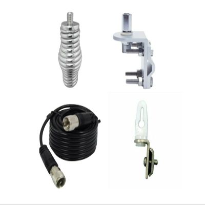 CB RADIO SUPPLY Stainless Steel Install Kit for 102 Inch Whip CB Ham Antenna - 18ft RG58 Coax - Heavy Duty Pot Belly Barrel Spring - 3 Way Stainless Steel Mirror Mount - Tie Down Clip