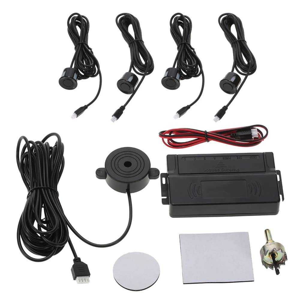 Car Auto 4-Sensor Parking Radar Kit Reverse Radar Alarm System Car Reverse Parking Radar System(Sound Alert)