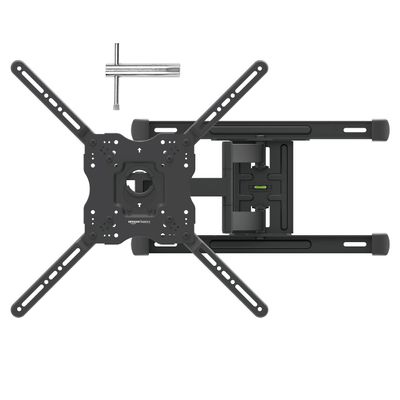 Amazon Basics Full Motion TV Wall Mount with Horizontal Post Installation Leveling for 32 to 86 inch TVs, Black