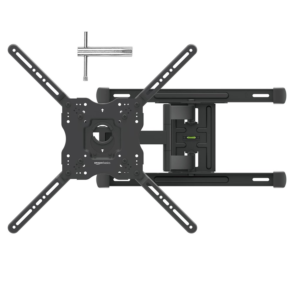 Amazon Basics Full Motion TV Wall Mount with Horizontal Post Installation Leveling for 32 to 86 inch TVs, Black