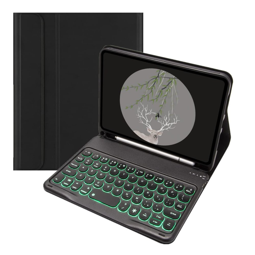 YEEHi iPad mini 6th Generation Keyboard Case Backlit Key Cute Round Button, iPad mini 6 8.3 Inch (2021 Model) Removable Color Keyboard Cover with Pencil Holder (Mini6, Black)