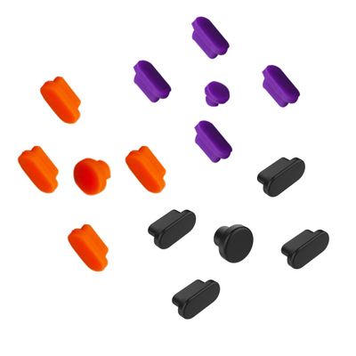 i-Tensodo 15 Pcs Anti Dust Plugs Covers Compatible with MacBook Pro 13 2020 M1 A2338 A2289 A2251/MacBook Pro 15 A1707 A1990 2016-2019,Silicone Dust Plugs, Black+Orange+Purple