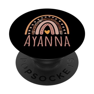 Rainbow Boho Leopard Girls Name Ayanna PopSockets Swappable PopGrip