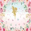 Floral Fairy Butterfly Backdrop Spring Pink Gold Flower Princess Butterflies Birthday Background Girl Princess Wonderland Birthday Baby Shower Tea Party Studio Decoration Props 7x5FT view 2