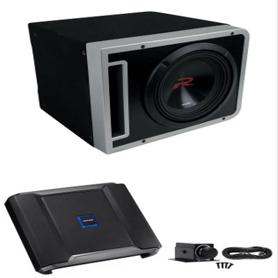 Alpine R2-SB10V 10" 750w Subwoofer+Ported Sub Enclosure Box Bundle R-A75M 750 Watt RMS Mono Car Audio Amplifier RUX-KNOB.2 Remote Control Bass Knob (3 Items)