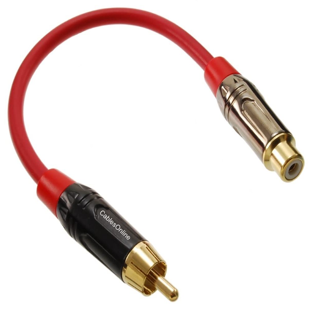 CablesOnline, 6 Inch RCA Male to RCA Female Premium Red Audio Extension Cable, AV-E300QR
