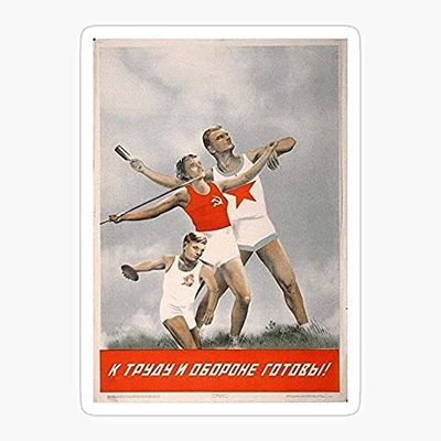 Ready for Labour and Defence of The USSR Soviet Propaganda Poster 1938 Sticker Decal Vinyl - Peel and Stick to Any Smooth Surface