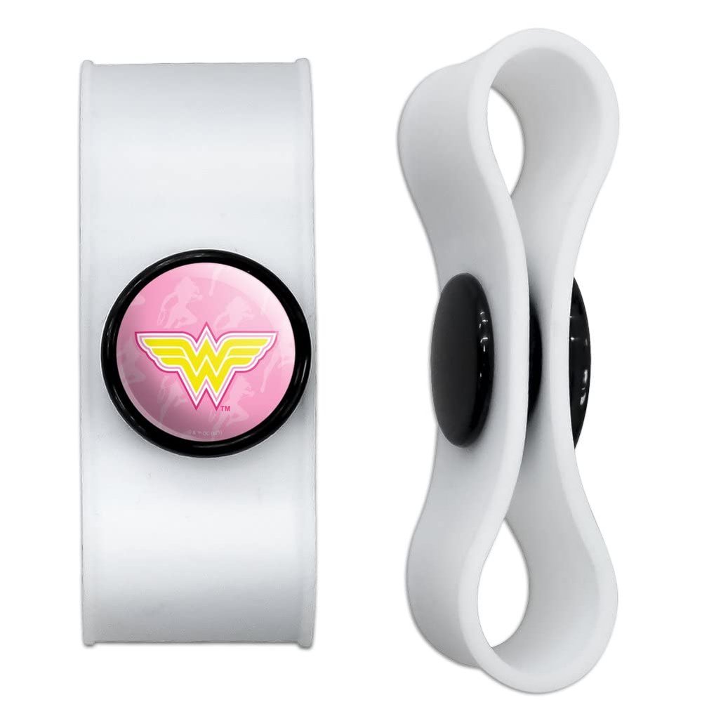 GRAPHICS & MORE Wonder Woman 80th Logo Pattern Headphone Earbud Cord Wrap - Charging Cable Manager - Wire Organizer Set of 2 - White