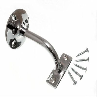 One Stop DIY 2 x STAIR HAND RAIL BRACKETS WALL SUPPORTS 3 INCH 75MM CHROME BRASS NEW