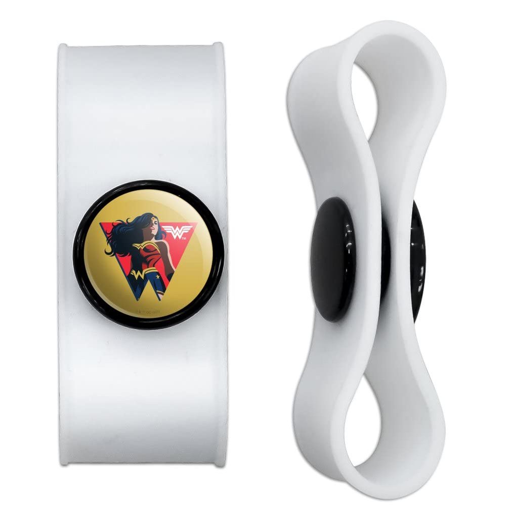GRAPHICS & MORE Wonder Woman 80th Red Logo Pose Headphone Earbud Cord Wrap - Charging Cable Manager - Wire Organizer Set of 2 - White