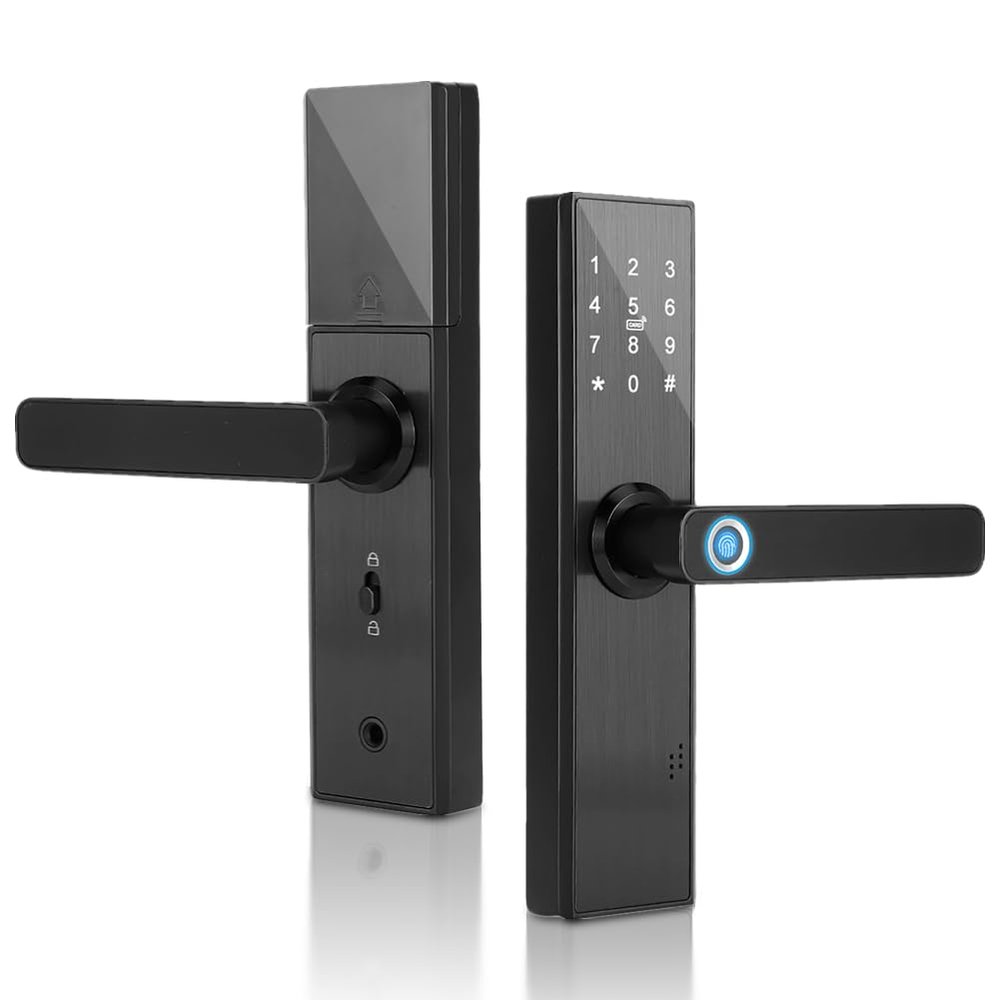 Fingerprint Door Lock, WiFi Smart Biometric Door Lock Password IC Card Entry Access System with Mechanical Key for Hotels and Offices Homes Apartments