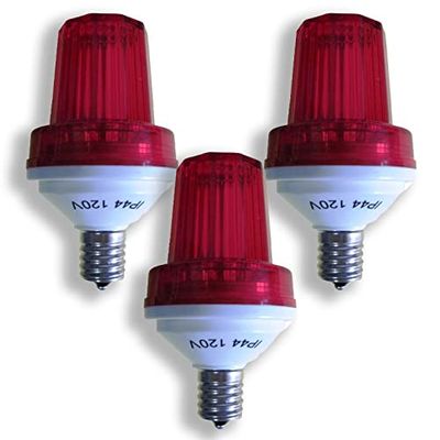 Queens of Christmas 3 Pack E17 Base 1W Red LED Red Lens 180 Flash/Minute