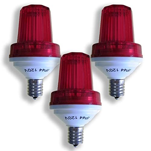 Queens of Christmas 3 Pack E17 Base 1W Red LED Red Lens 180 Flash/Minute