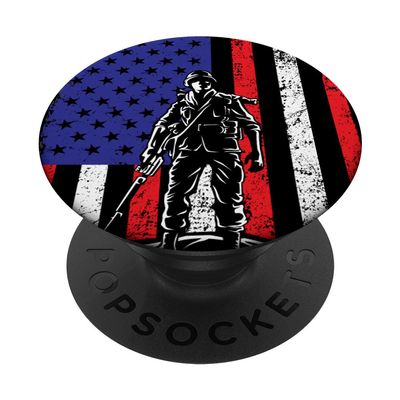 For Patriotic Veteran Army - Vintage American Flag Military PopSockets Adhesive PopGrip