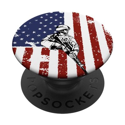 For Proud Veteran Army - Vintage American Flag Military PopSockets Adhesive PopGrip