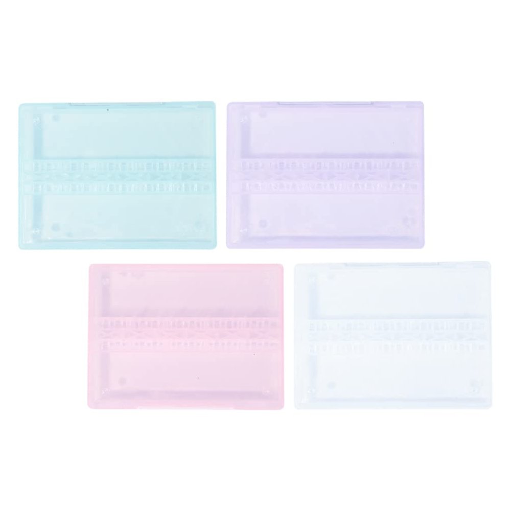 Beaupretty Nail Drill Bit Case Organizer 4Pcs 14 Slot Mini Clear Plastic Storage Containers with Lid Electric Grinding Head Holder Boxes Empty Manicure Tool Boxes