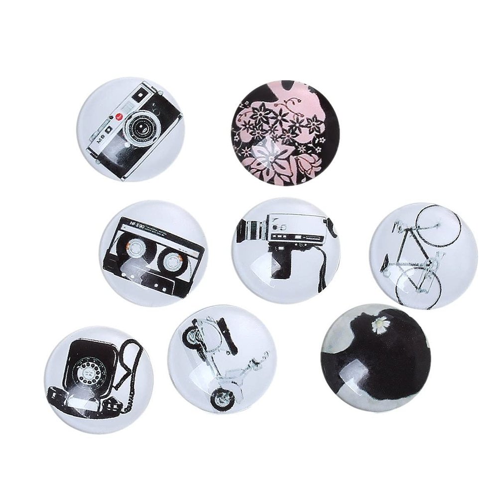 10 pcs Circle Camera Photography Assortment Glass Round Dome Seals Tiles Cabochons - 20mm (3/4'')